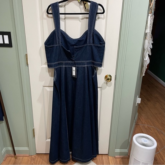 Anthropologie 2X Aureta Studio Corset Denim Cutout Plus Dress NWT - Picture 13 of 13